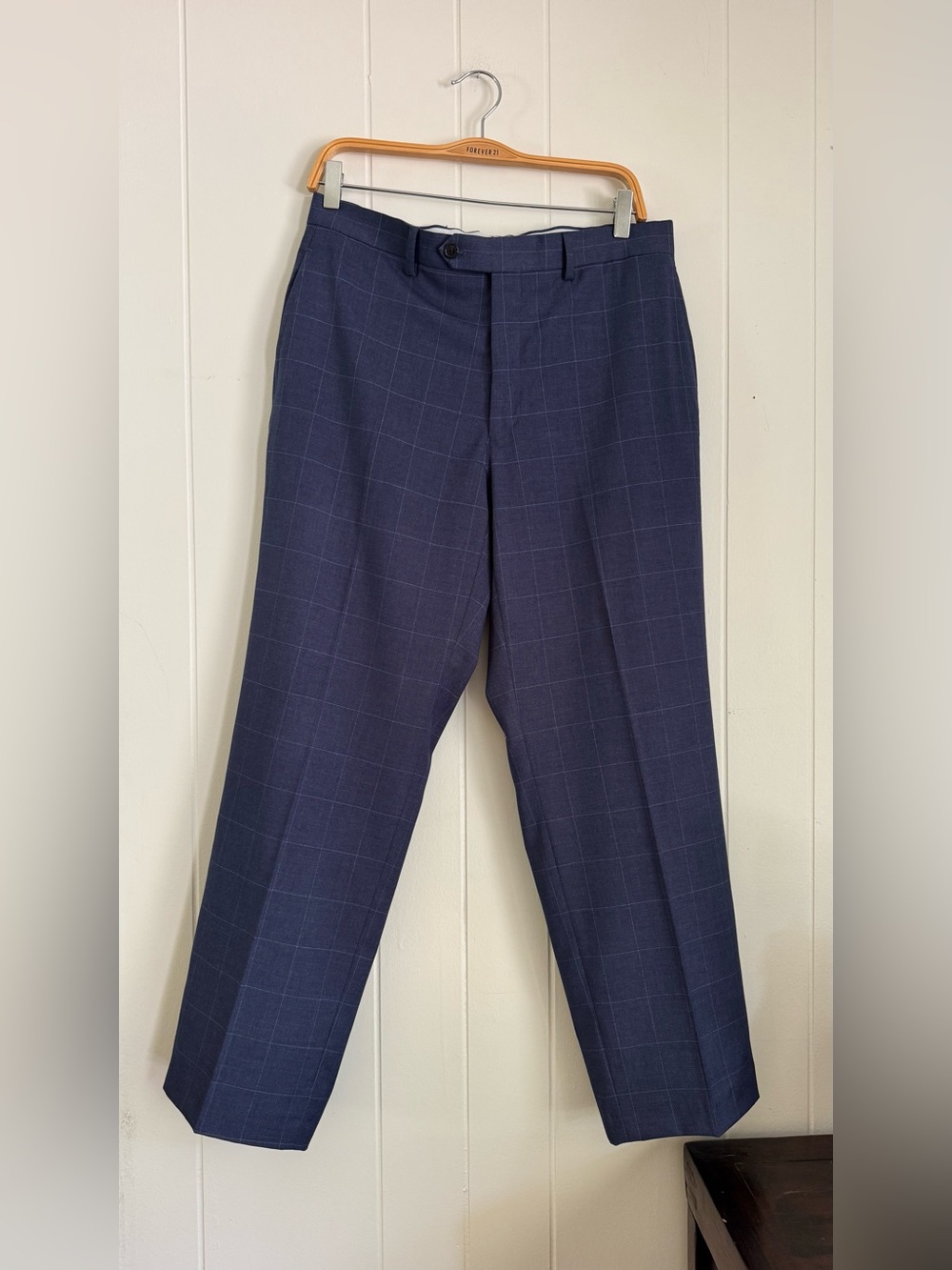 Vintage Ralph Lauren Men’s Navy Windowpane Dress Pants 33x30 Trousers
